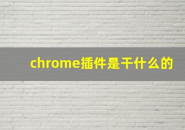 chrome插件是干什么的