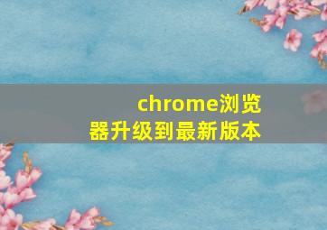 chrome浏览器升级到最新版本