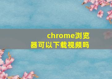 chrome浏览器可以下载视频吗