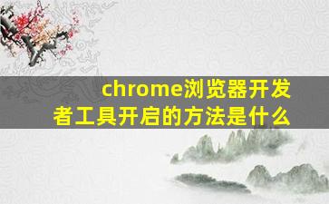 chrome浏览器开发者工具开启的方法是什么