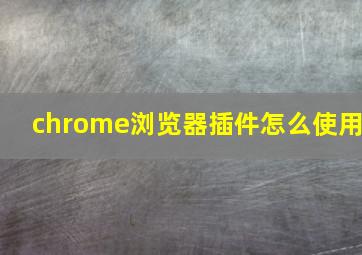 chrome浏览器插件怎么使用