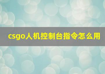 csgo人机控制台指令怎么用