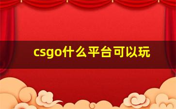 csgo什么平台可以玩