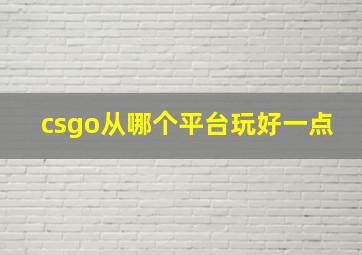 csgo从哪个平台玩好一点