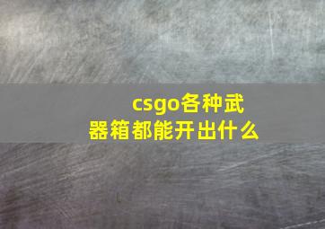 csgo各种武器箱都能开出什么