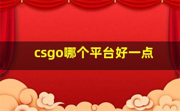 csgo哪个平台好一点