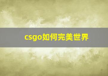 csgo如何完美世界