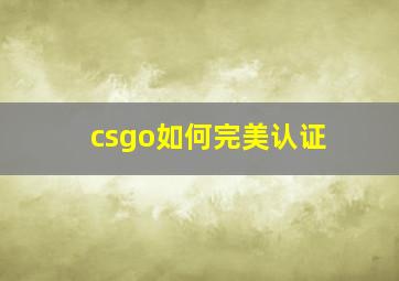 csgo如何完美认证