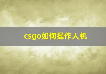 csgo如何操作人机