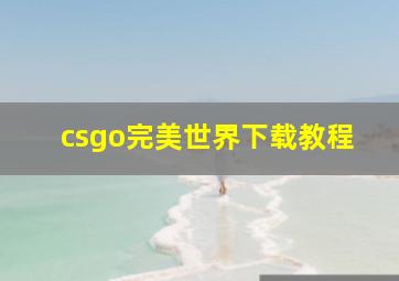 csgo完美世界下载教程