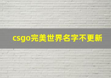 csgo完美世界名字不更新