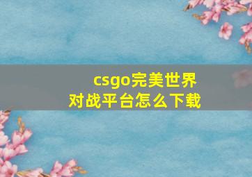 csgo完美世界对战平台怎么下载