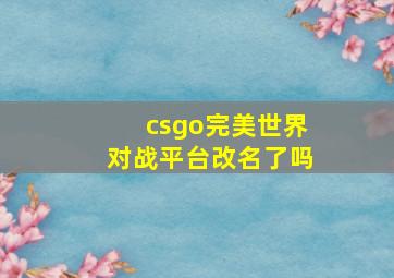 csgo完美世界对战平台改名了吗