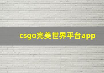 csgo完美世界平台app