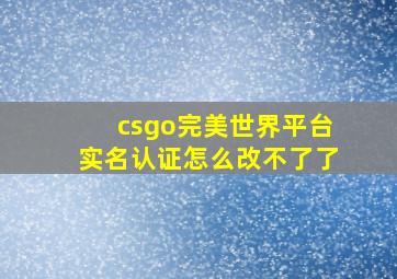 csgo完美世界平台实名认证怎么改不了了