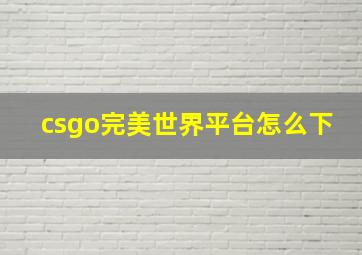 csgo完美世界平台怎么下