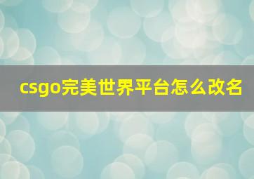 csgo完美世界平台怎么改名