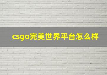 csgo完美世界平台怎么样