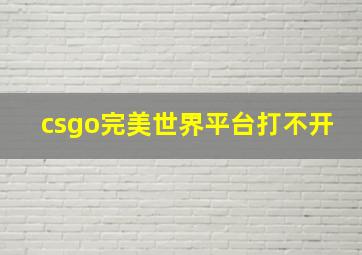 csgo完美世界平台打不开