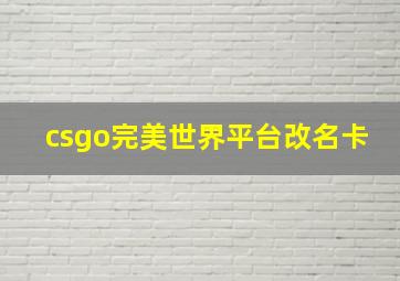 csgo完美世界平台改名卡