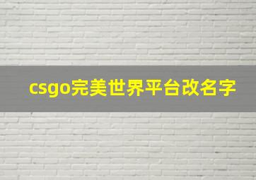 csgo完美世界平台改名字