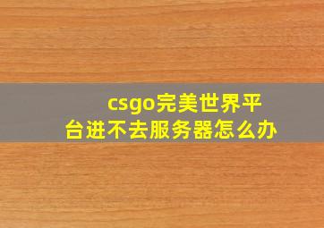 csgo完美世界平台进不去服务器怎么办