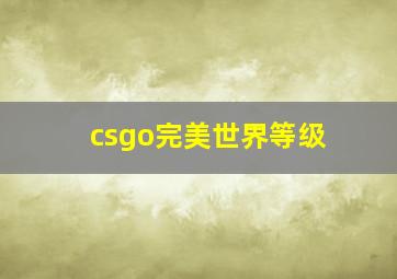 csgo完美世界等级