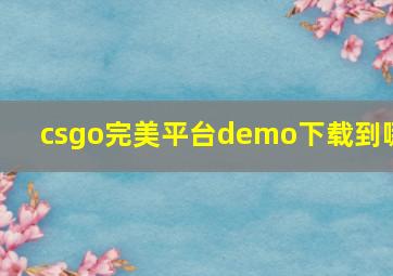 csgo完美平台demo下载到哪