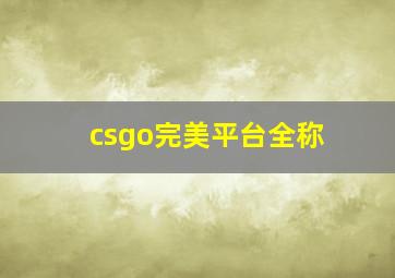 csgo完美平台全称