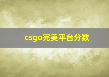 csgo完美平台分数