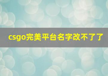 csgo完美平台名字改不了了