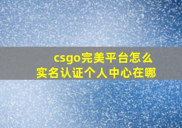 csgo完美平台怎么实名认证个人中心在哪