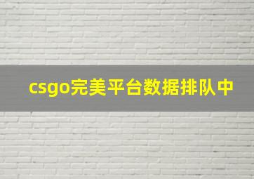 csgo完美平台数据排队中