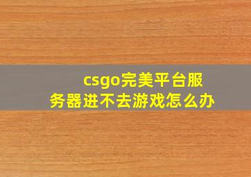 csgo完美平台服务器进不去游戏怎么办