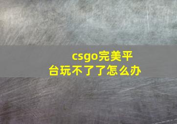 csgo完美平台玩不了了怎么办