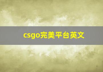 csgo完美平台英文