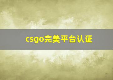 csgo完美平台认证