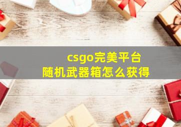 csgo完美平台随机武器箱怎么获得