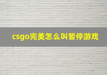 csgo完美怎么叫暂停游戏