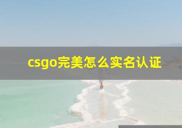 csgo完美怎么实名认证