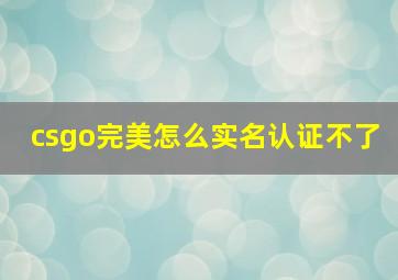 csgo完美怎么实名认证不了