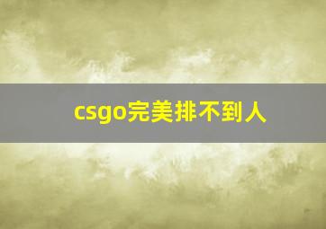 csgo完美排不到人