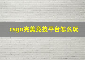 csgo完美竞技平台怎么玩