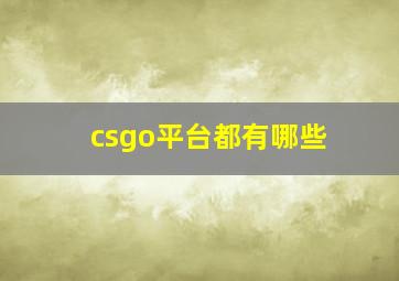 csgo平台都有哪些