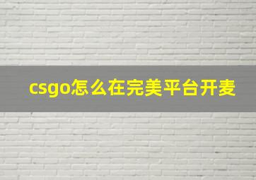 csgo怎么在完美平台开麦