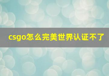 csgo怎么完美世界认证不了