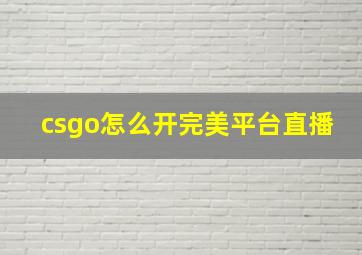 csgo怎么开完美平台直播