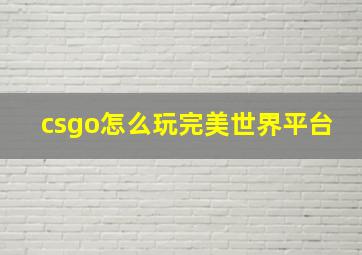 csgo怎么玩完美世界平台