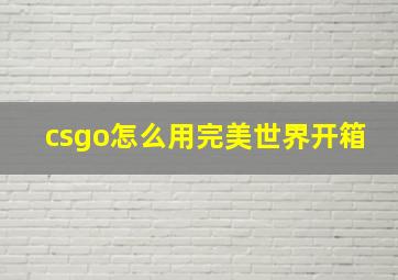 csgo怎么用完美世界开箱