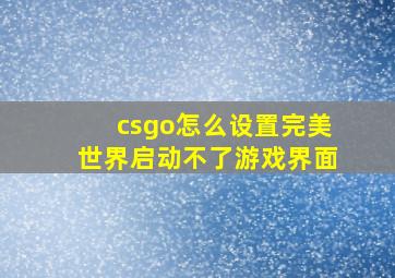 csgo怎么设置完美世界启动不了游戏界面